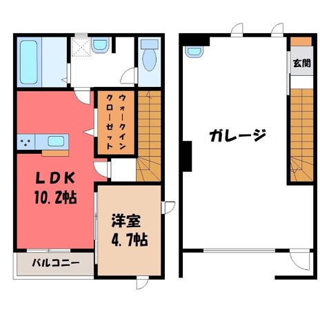 鹿沼駅 徒歩34分 2階の物件間取画像